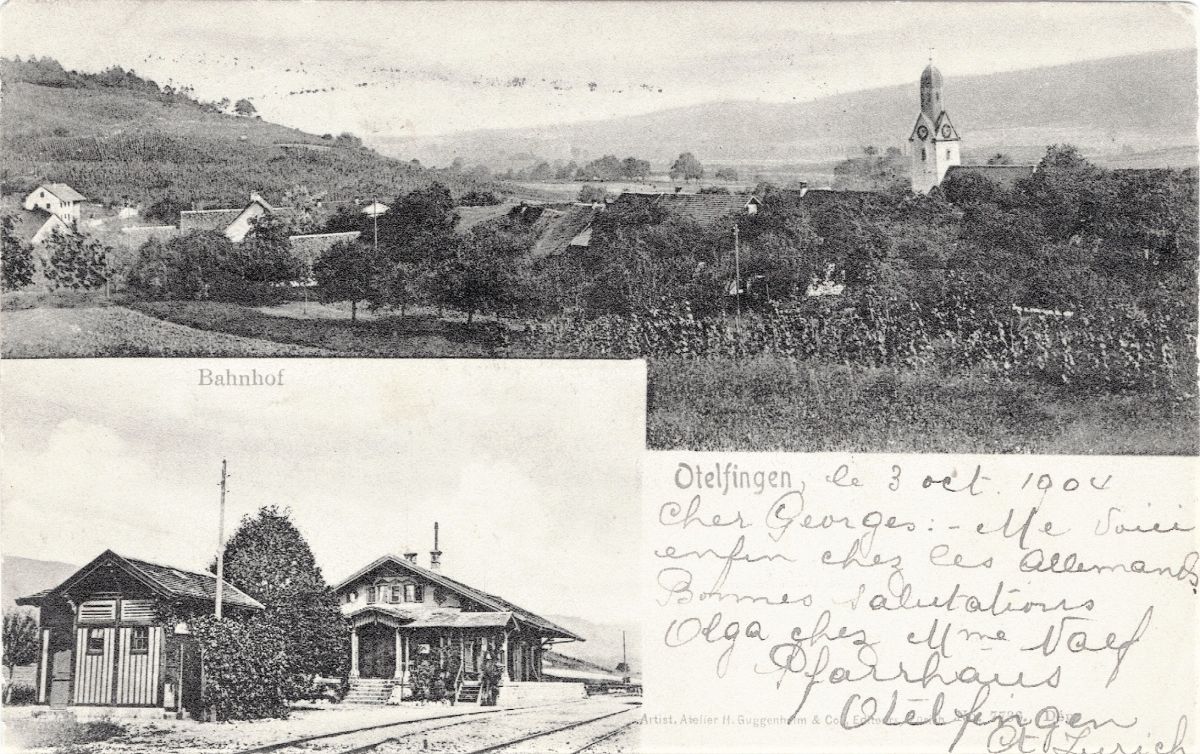 Ansichtskarte von Otelfingen: Dorfansicht | um 1903