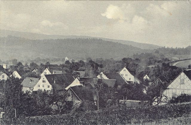Postkarte von Otelfingen: Dorfansicht 1911 ex Panorama rechts