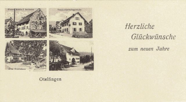 Postkarte von Otelfingen: Neujahrsgrüsse um 1912-2