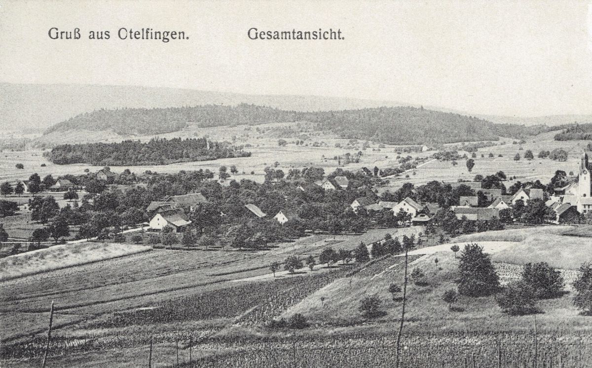 Ansichtskarte von Otelfingen: Dorfansicht | 1911 | LGO links