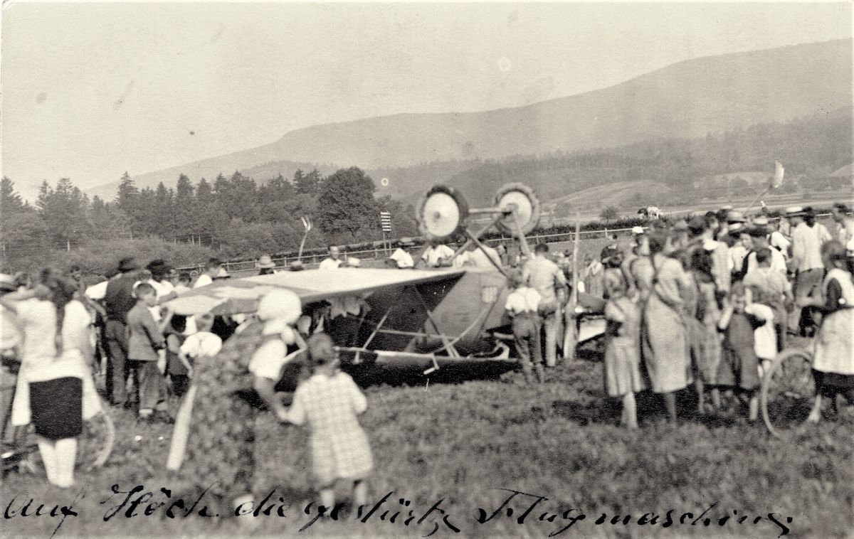 Ansichtskarte von Otelfingen: Flugzeugunfall | 1927