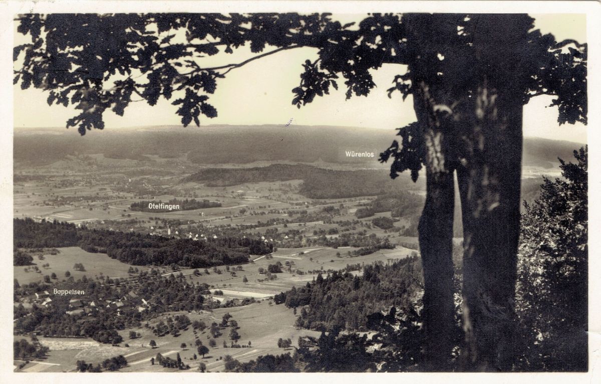 Ansichtskarte von Otelfingen: Panoramablick von der Lägern | um 1920