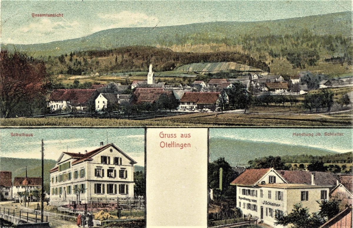Ansichtskarte von Otelfingen: Dorfansicht | um 1908