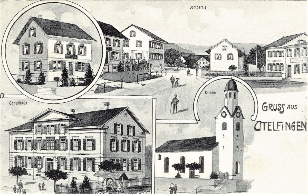 Ansichtskarte von Otelfingen: Dorfansicht | um 1905