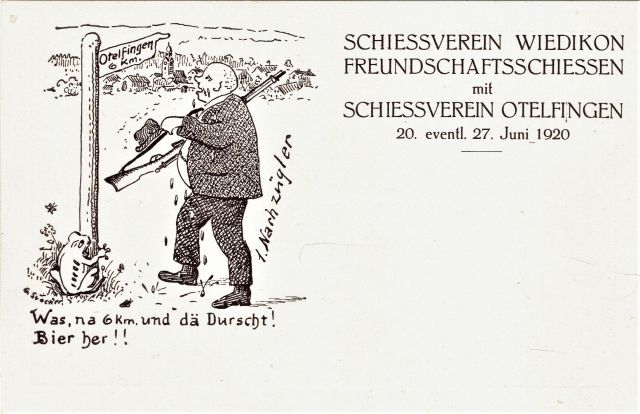 Postkarte von Otelfingen: Freundschaftsschiessen 1920