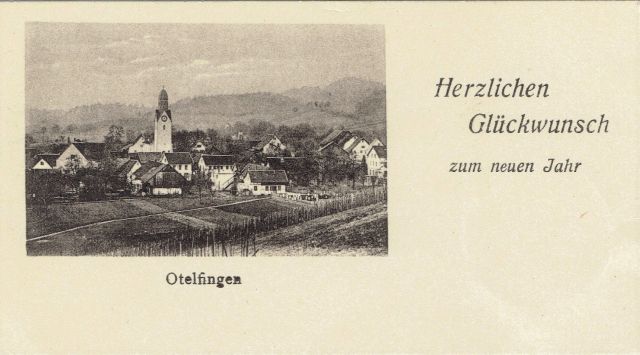 Postkarte von Otelfingen: Neujahrsgrüsse um 1912-1