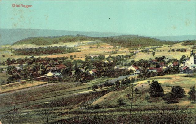 Postkarte von Otelfingen: Dorfansicht links um 1920