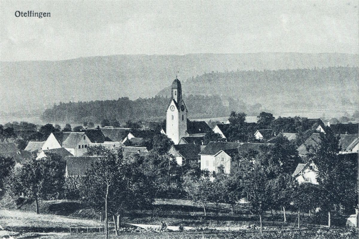 Ansichtskarte von Otelfingen: Dorfansicht | 1911 | Ausgabe 1975 | linke Hälfte
