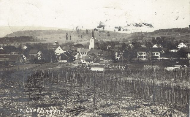 Postkarte von Otelfingen: Dorfansicht um 1914
