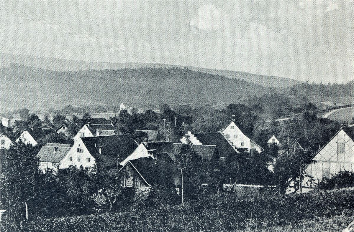 Ansichtskarte von Otelfingen: Dorfansicht | 1911 | Ausgabe 1975 | rechte Hälfte