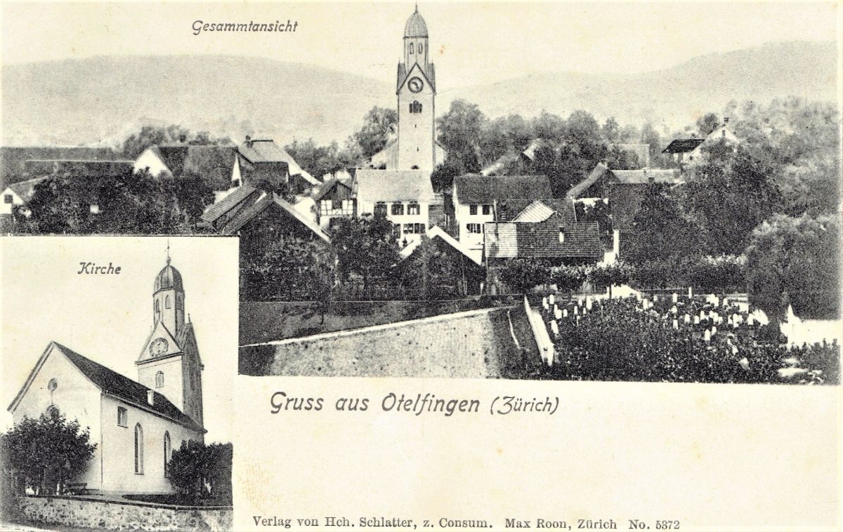 Ansichtskarte von Otelfingen: Dorfansicht | um 1905