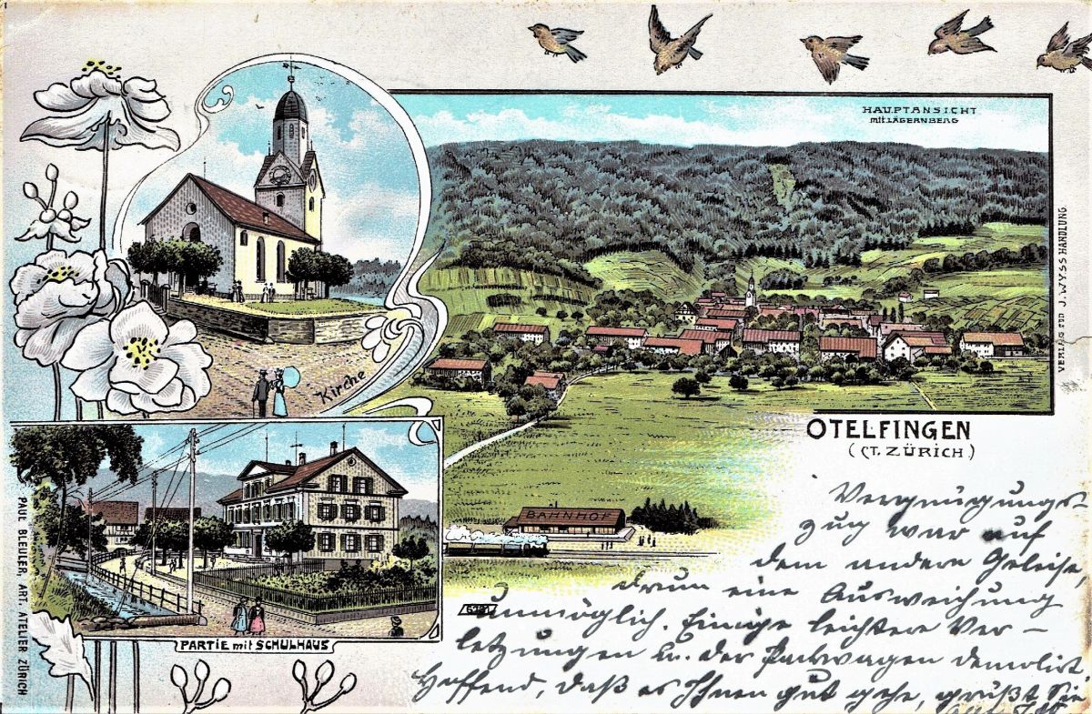 Ansichtskarte von Otelfingen: Dorfansicht | um 1900