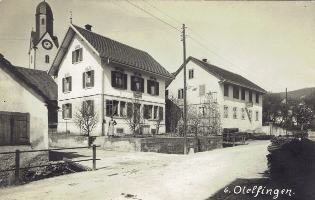 Postkarte von Otelfingen: Kirchgasse 2 und Rütschigasse 1 um 1914
