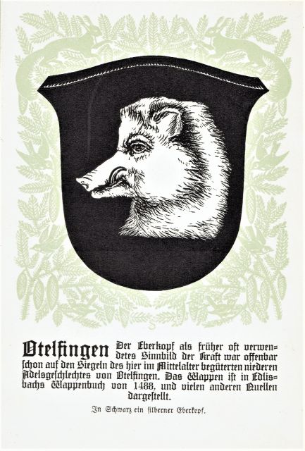 Ansichtskarte: Gemeindewappen Otelfingen | um 1930