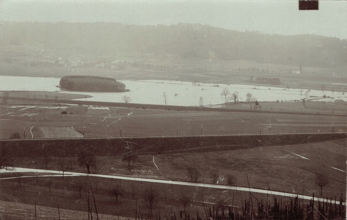 Ansichtskarte von Otelfingen: Riet | Überschwemmung | rechts | 1918