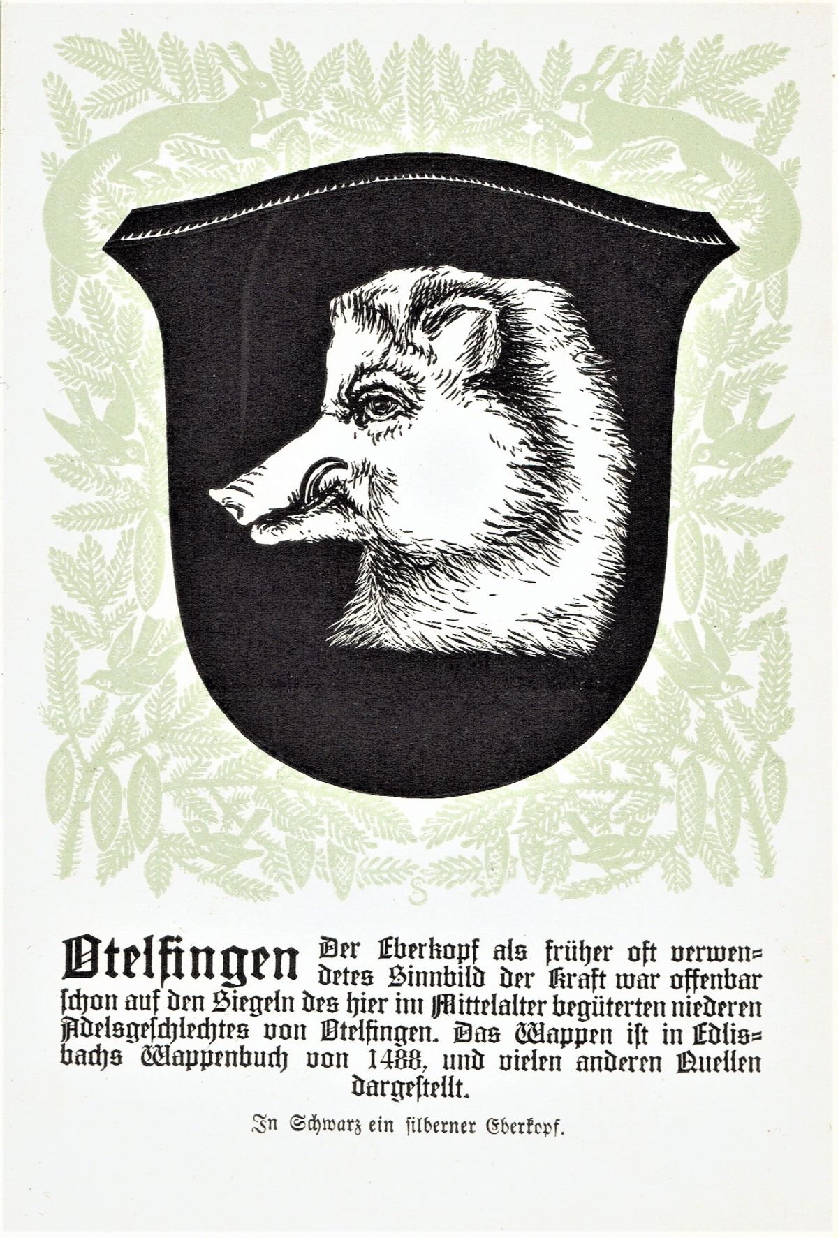 Ansichtskarte von Otelfingen: Gemeindewappen Otelfingen | um 1930