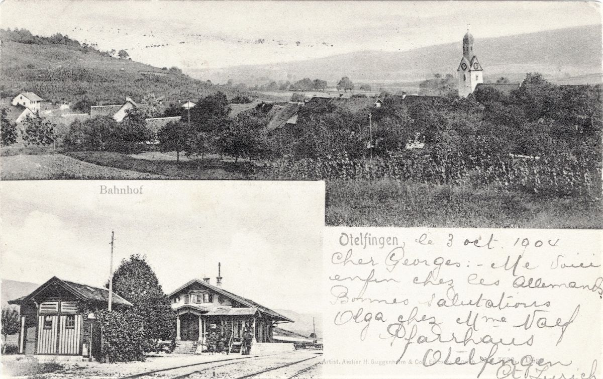 Ansichtskarte von Otelfingen: Dorfansicht | um 1903