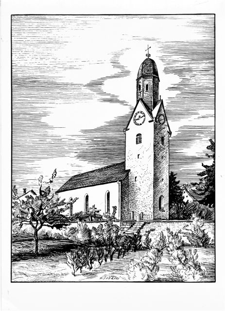 Postkarte von Otelfingen: Reformierte Kirche 1953