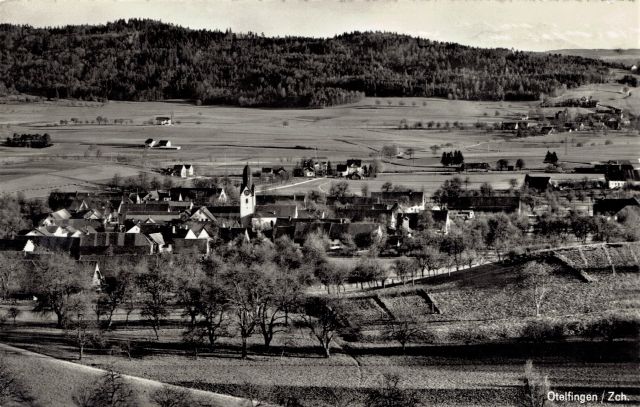Postkarte von Otelfingen: Dorfansicht um 1939