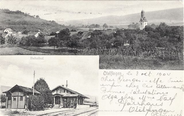 Postkarte von Otelfingen: Dorfansicht um 1903