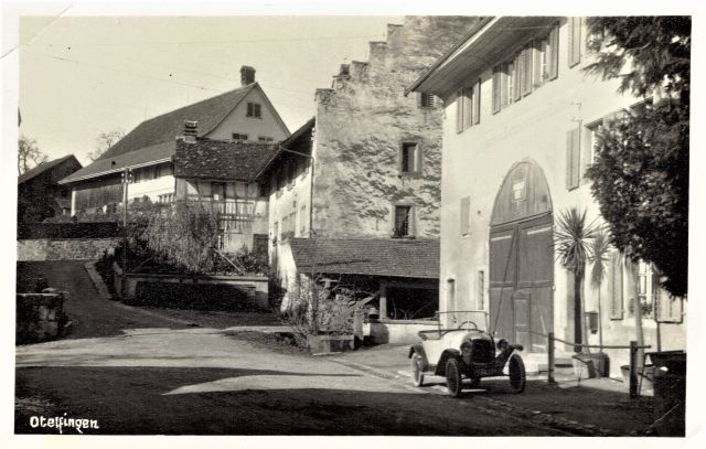 Postkarte von Otelfingen: Vorderdorfstrasse 41 / Mühlegasse 2 um 1925