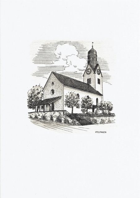Postkarte von Otelfingen: Reformierte Kirche nach 1958