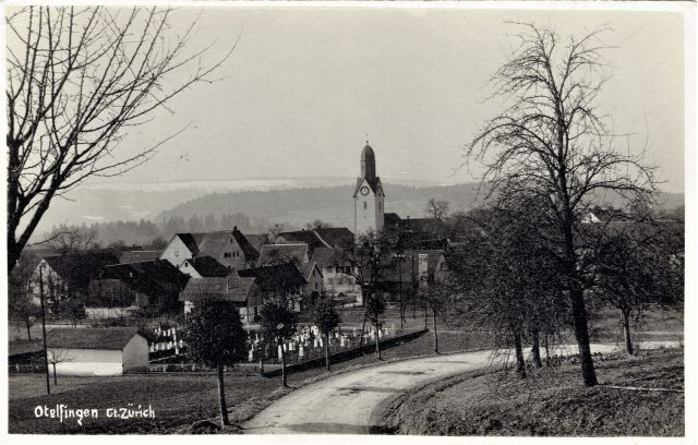 Postkarte von Otelfingen: Dorfansicht um 1930