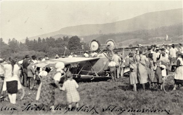 Postkarte von Otelfingen: Flugzeugunfall 1927