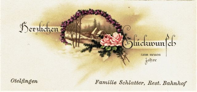 Postkarte von Otelfingen: Neujahrsgrüsse um 1925