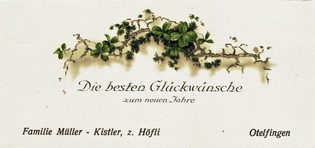 Postkarte von Otelfingen: Neujahrsgrüsse um 1925