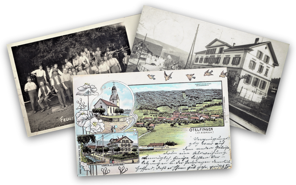 Stapel von Postkarten aus Otelfingen