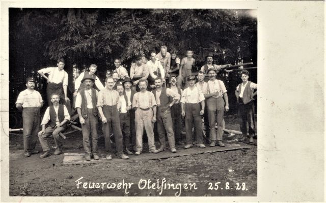 Postkarte von Otelfingen: Feuerwehr 1928