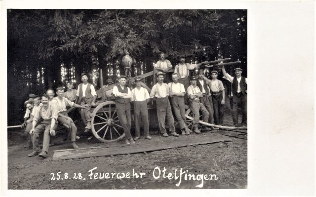 Postkarte von Otelfingen: Feuerwehr 1928