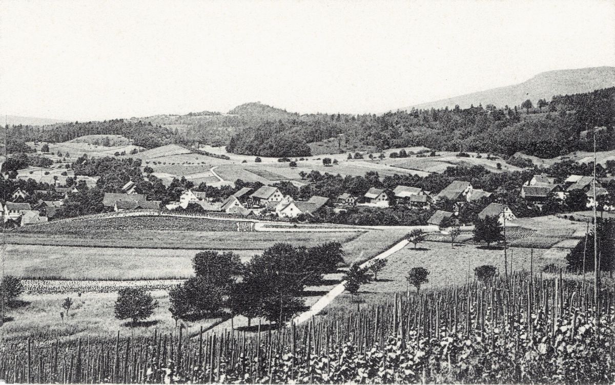 Ansichtskarte von Otelfingen: Dorfansicht | um 1911 LGO rechts