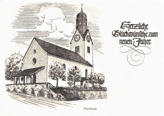 Postkarte von Otelfingen: Reformierte Kirche nach 1958