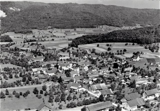 Postkarte von Otelfingen: Flugaufnahme 1954