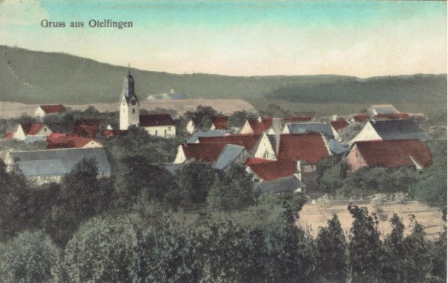 Postkarte von Otelfingen: Dorfansicht um  1915