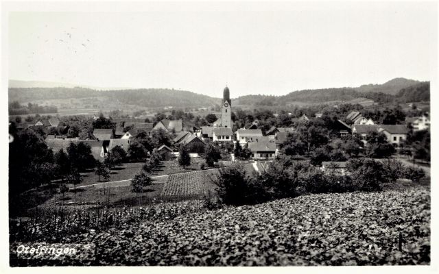 Postkarte von Otelfingen: Dorfansicht um 1930