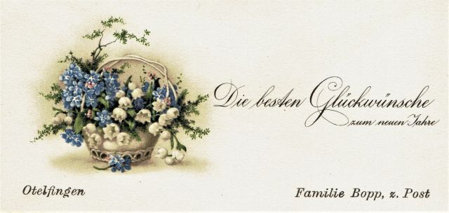 Postkarte von Otelfingen: Neujahrsgrüsse um 1925