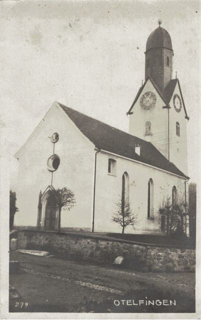 Postkarte von Otelfingen: Reformierte Kirche um 1924