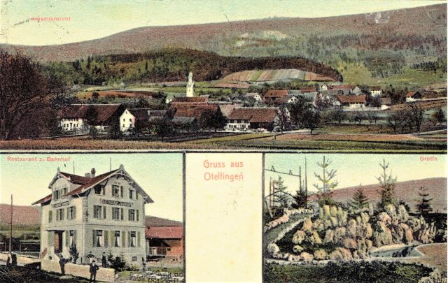 Postkarte von Otelfingen: Dorfansicht um 1908