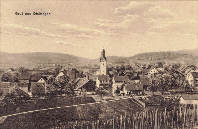 Postkarte von Otelfingen: Dorfansicht um 1925