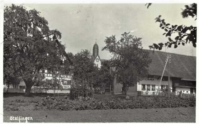 Postkarte von Otelfingen: Dorfansicht um 1925